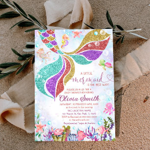 Invitation Sirène sous l'invitation du Baby shower de la Fill