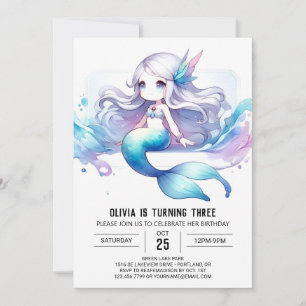 Invitation Sirène sous-marine douce Anniversaire
