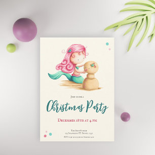 Invitation Sirène tropicale estivale à Noël de plage