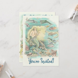 Invitation Sirènes Vintage Fête sous la Mer