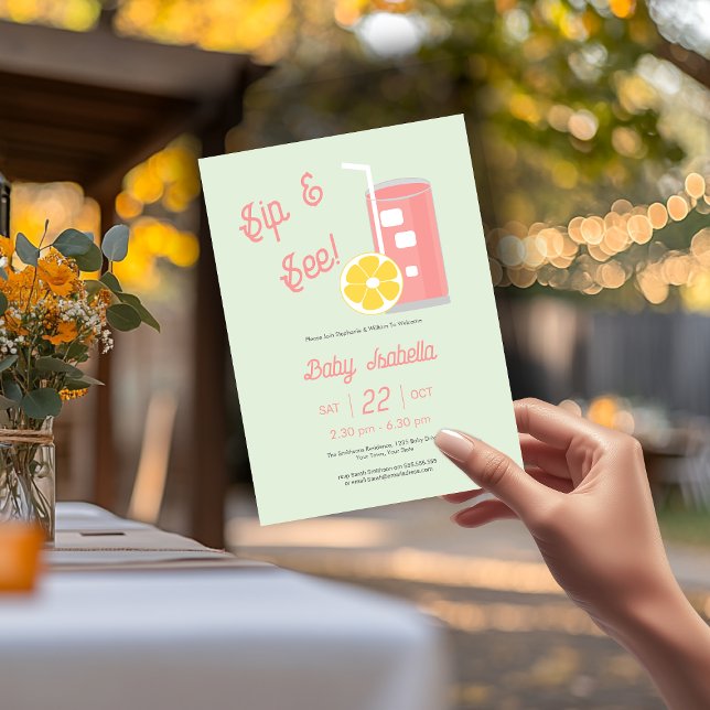 Invitation Sirotez et découvrez la Lemonade rose Baby shower  (Créateur téléchargé)