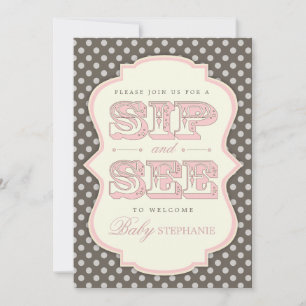 Invitation Sirotez et voyez une douce petite fille rose Invit