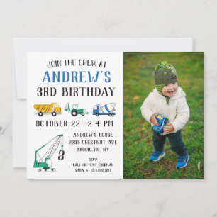 Invitation Site de construction moderne Photo Anniversaire In
