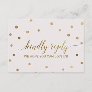 Invitation Site de mariage Gold Polka Dots RSVP