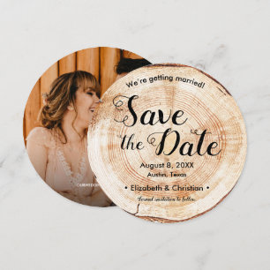 Invitation Site photo personnalisé Mariage rustique Wood Slic