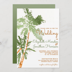 Invitation Site Tropical Green Palm Trees Mariage