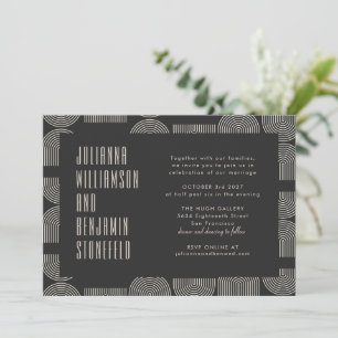 Invitation Site Web de Mariage à Lignes d'Arche Noires Géomét
