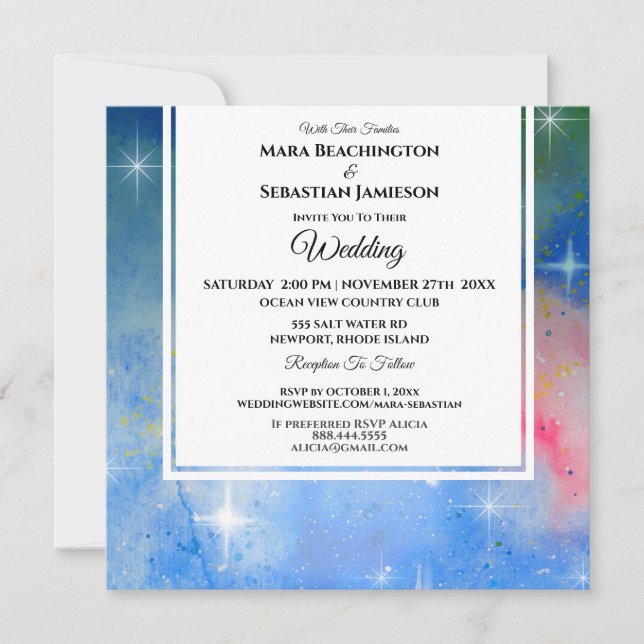 Invitation *~* Site web de RSVP cosmique Nebula Celestial Mar (Devant)