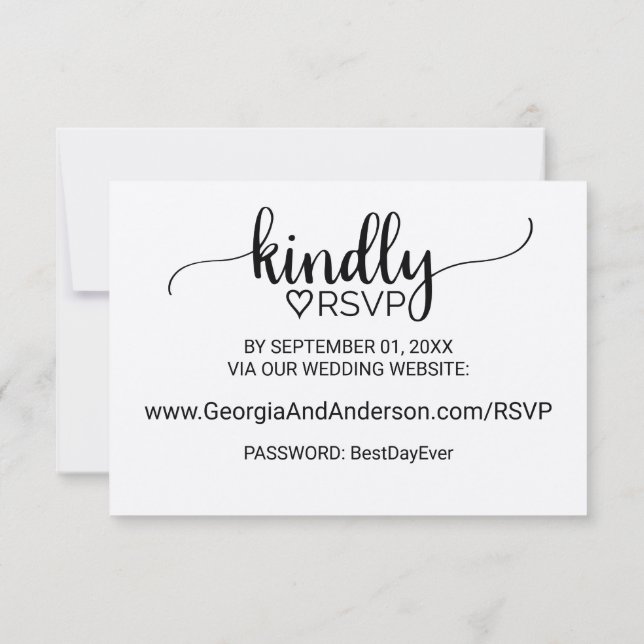 Invitation Site Web Mariage de calligraphie Kraft simple RSVP (Dos)