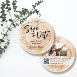 Invitation Site Web Mariage rustique QR Code Photo personnali
