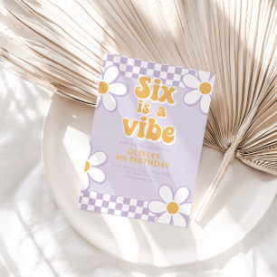 Invitation Six est une ambiance Rétro Check Lilac Daisy
