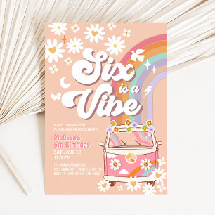 Invitation Six est une fête d'anniversaire Van Rose Fleur Rai