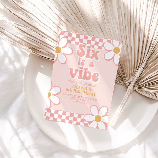 Invitation Six est une Vibration Rétro Vérification Rose Dais (Créateur téléchargé)