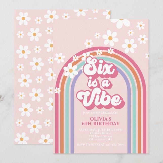 Invitation Six est Vibe Rainbow 6e anniversaire (Devant / Derrière)
