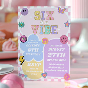 Invitation Six Is A Vibe Preppy Patch 6e Anniversaire