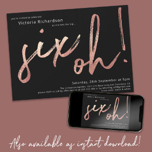 Invitation Six Oh 60e anniversaire Rose Gold Foil élégant Noi