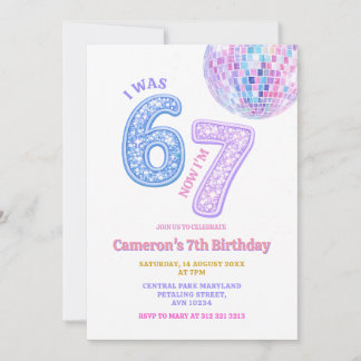 Invitation Six Seven Disco Glam 67 Kids Birthday Party