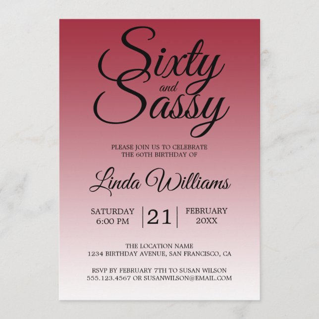 Invitation Sixty and Sassy Scarlet Red 60th Birthday (Devant)