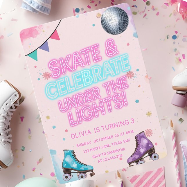 Invitation Skate & Celebrate Under the Lights Neon  (Créateur téléchargé)