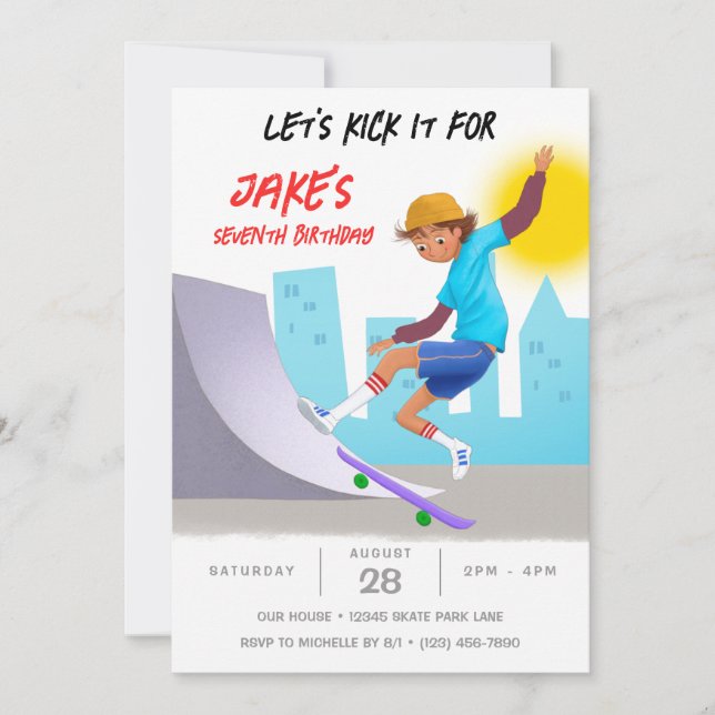 Invitation Skate Photo Skate Park Boy Fête d'anniversaire (Devant)