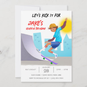 Invitation Skate Photo Skate Park Boy Fête d'anniversaire