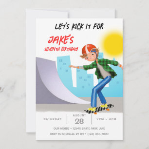 Invitation Skate Photo Skate Park Boy Fête d'anniversaire