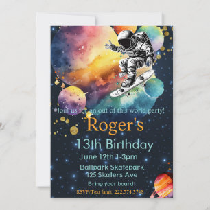 Invitation Skateboard Anniversaire, Astronaut Anniversaire, E