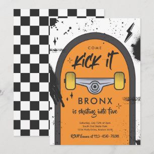 Invitation Skateboard Come Kick It Urban Sport Fête d'anniver