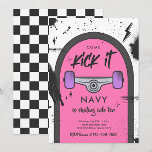 Invitation Skateboard Come Kick It Urban Sport Fête d'anniver
