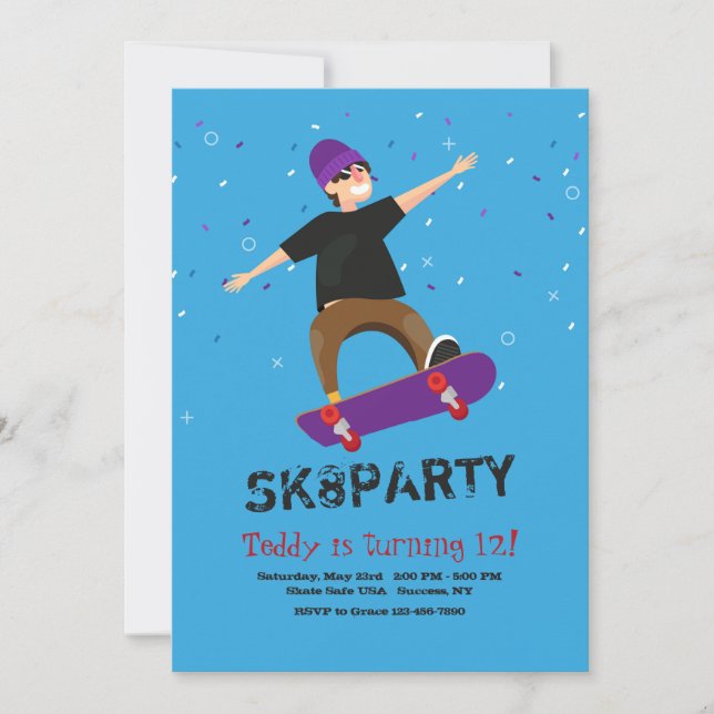 Invitation Skateboarder (Devant)