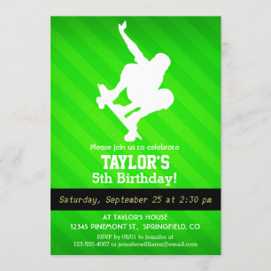 Invitation Skater; Néon Green Stripes