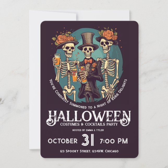 Invitation Skeleton Adulte Halloween Costume Cocktail Party (Devant)