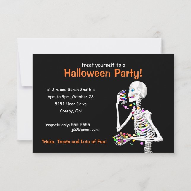 Invitation Skeleton de la fête d'Halloween (Devant)