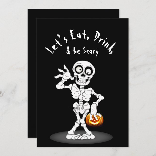Invitation Skeleton de la fête d'Halloween (Devant / Derrière)