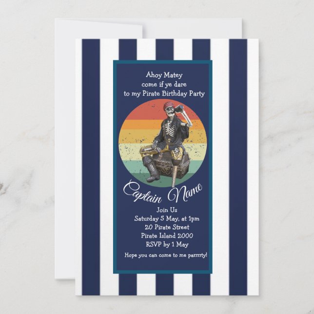 Invitation Skeleton Epic Pirate Party (Devant)