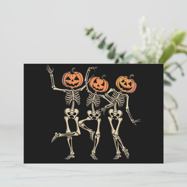 Invitation Skeleton Halloween Citrouille Automne saison Éffra (Debout devant)