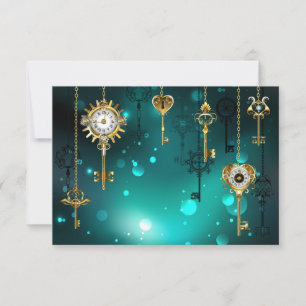 Invitation Skeleton Keys on Green Background