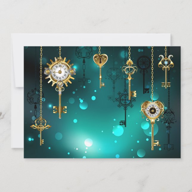 Invitation Skeleton Keys on Green Background (Devant)