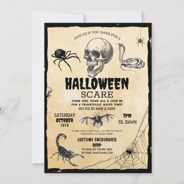 Invitation Skeleton partie Halloween Squelette Déplaisant Sco (Devant)