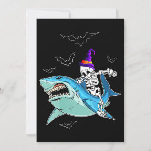 Invitation Skeleton Riding Shark Funny - Cadeau d'Halloween f