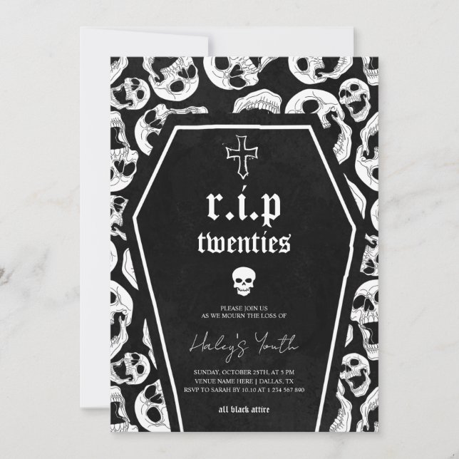 Invitation Skeleton RIP Twenties 20s Funny 30th Birthday (Devant)