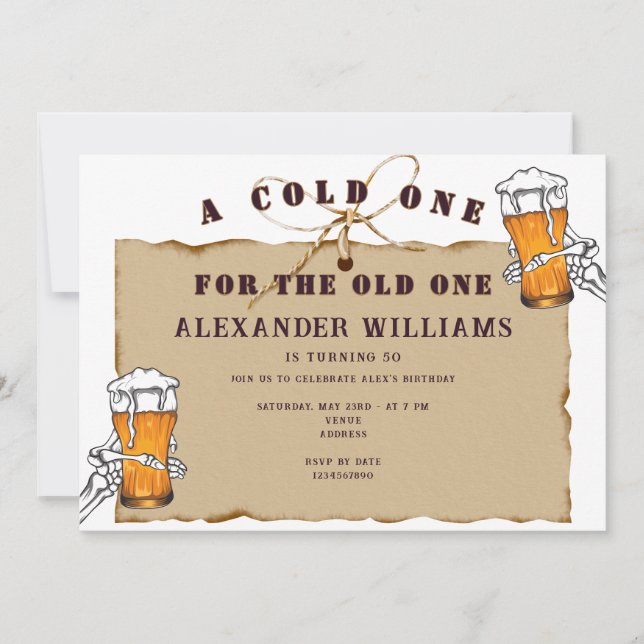 Invitation Skeleton Un Froid Pour L'Anniversaire De La Bière  (Devant)