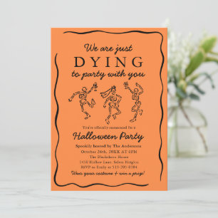 Invitation Skeletons à main orange moderne Halloween Party