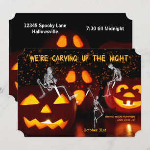 Invitation Skeletons Carving Up Night Halloween Party