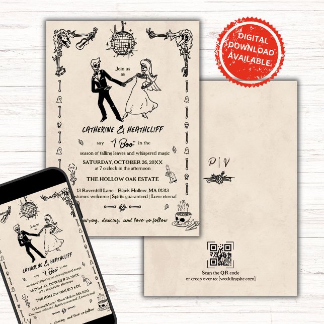 Invitation Skeletons de fête Whimsical jusqu'à la mort (Créateur téléchargé)
