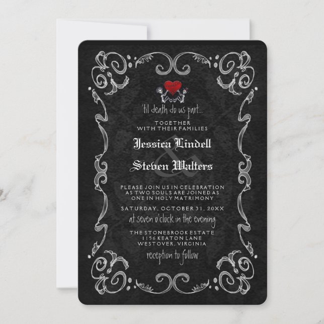 Invitation Skeletons d'Halloween "JUSQU'À LA MORT" & "AVEC" (Devant)