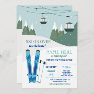 5 - 12 ou 14 cartes invitation anniversaire ski neige sports d'hiver réf  471