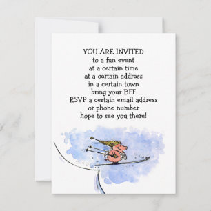 Invitation Ski Jump Pig Annonces de fête de vacances