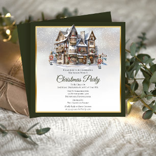 Invitation Ski Lodge vintage et Nutcrackers Noël
