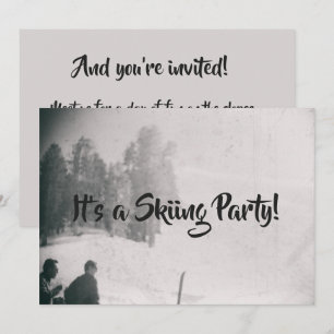 Invitation Ski Partie Ski Slope Retro Snow Mountain